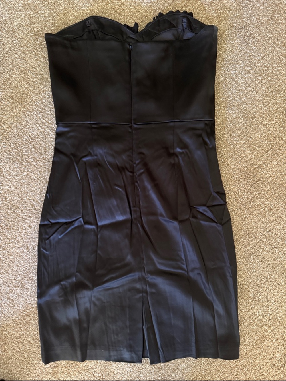White House Black Market Black Strapless Ruffled Bodice Cocktail Dress - Picture 4 of 4